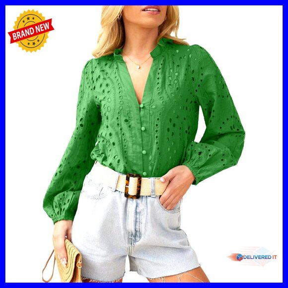 Long Sleeve Lace Embroidered Cotton Blouse Casual Chic Boho Tunic Top